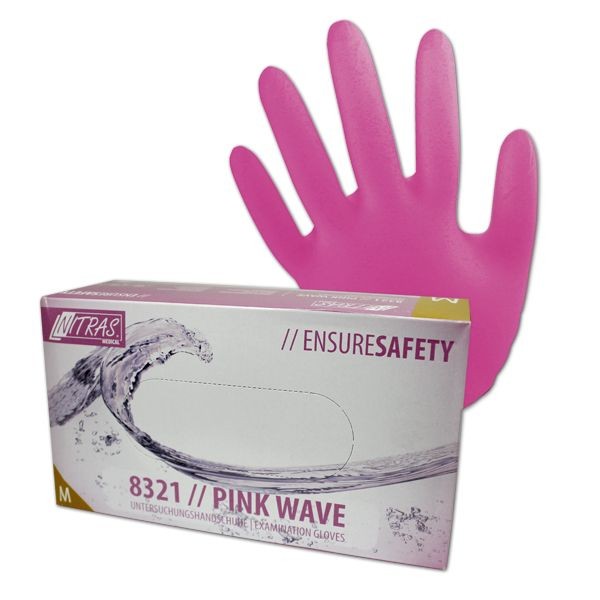 Handschuh Nitril pink puderfrei Größe M - 100 St. - NBM