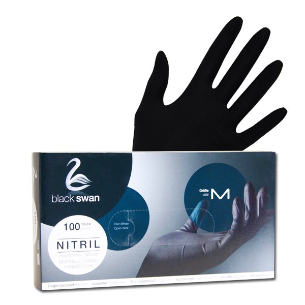 Nitril Handschuhe schwarz- puderfrei Gr. M - 100 St. - NBM