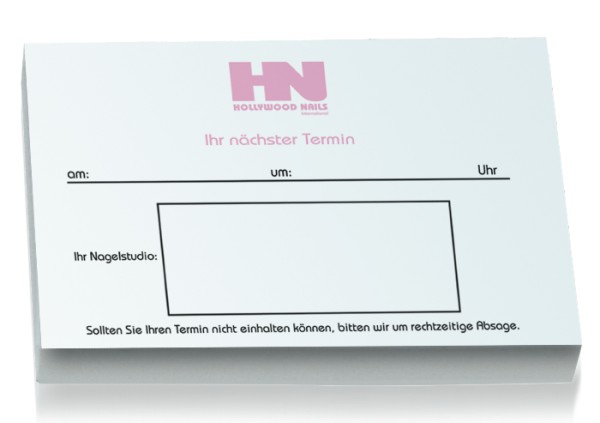 Terminblock "HN"-Logo 100 Blatt - HN (Hollywood Nails)