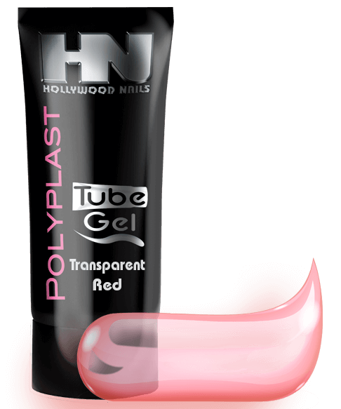 PolyPlast Tube Gel Transparent Red 30g Poly Gel Acryl Gel - HN (Hollywood Nails)